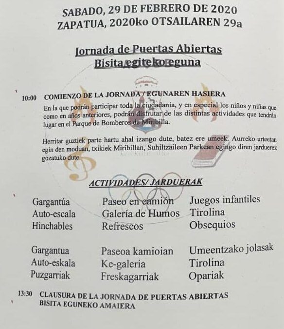 Jornada puertas abiertas Parque de Bomberos Miribilla (2020)